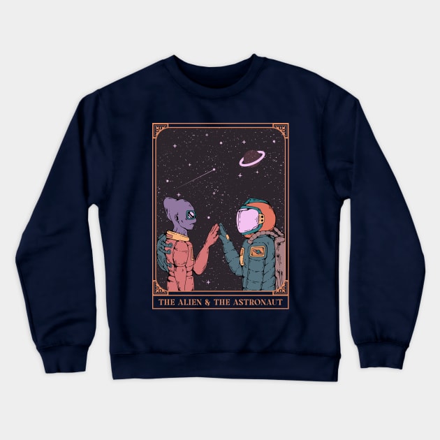 The Alien and The Astronaut - Space Art Crewneck Sweatshirt by Aanmah Shop